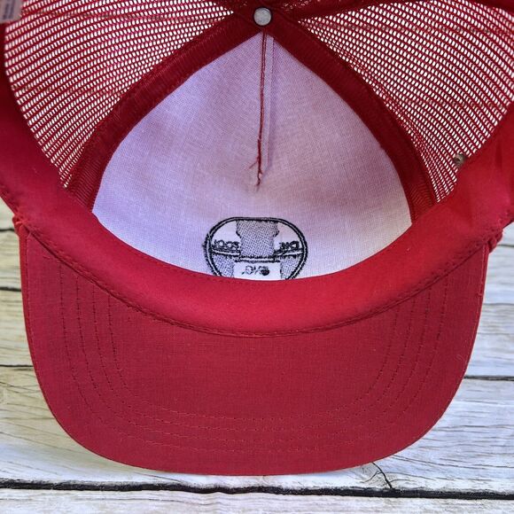 VTG Die Tool Engineer Trucker Hat Red Snapback Cap Yupoong Mesh Embroidered 90s - Picture 10 of 13